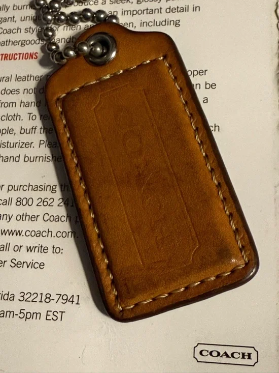 Coach Tan Leather Hangtag with Blue - Picture 3 of 6
